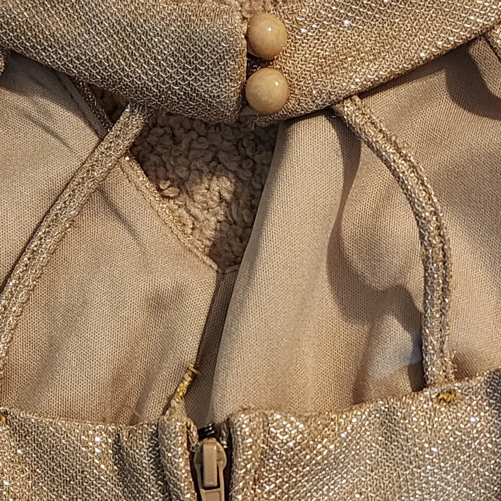 Teeze Me Macy'sGold Shimmer Fit &FlareDress Size 3/4 - Picture 7 of 16